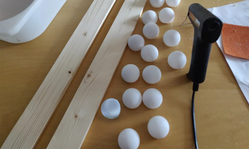 Cut Ping pong balls